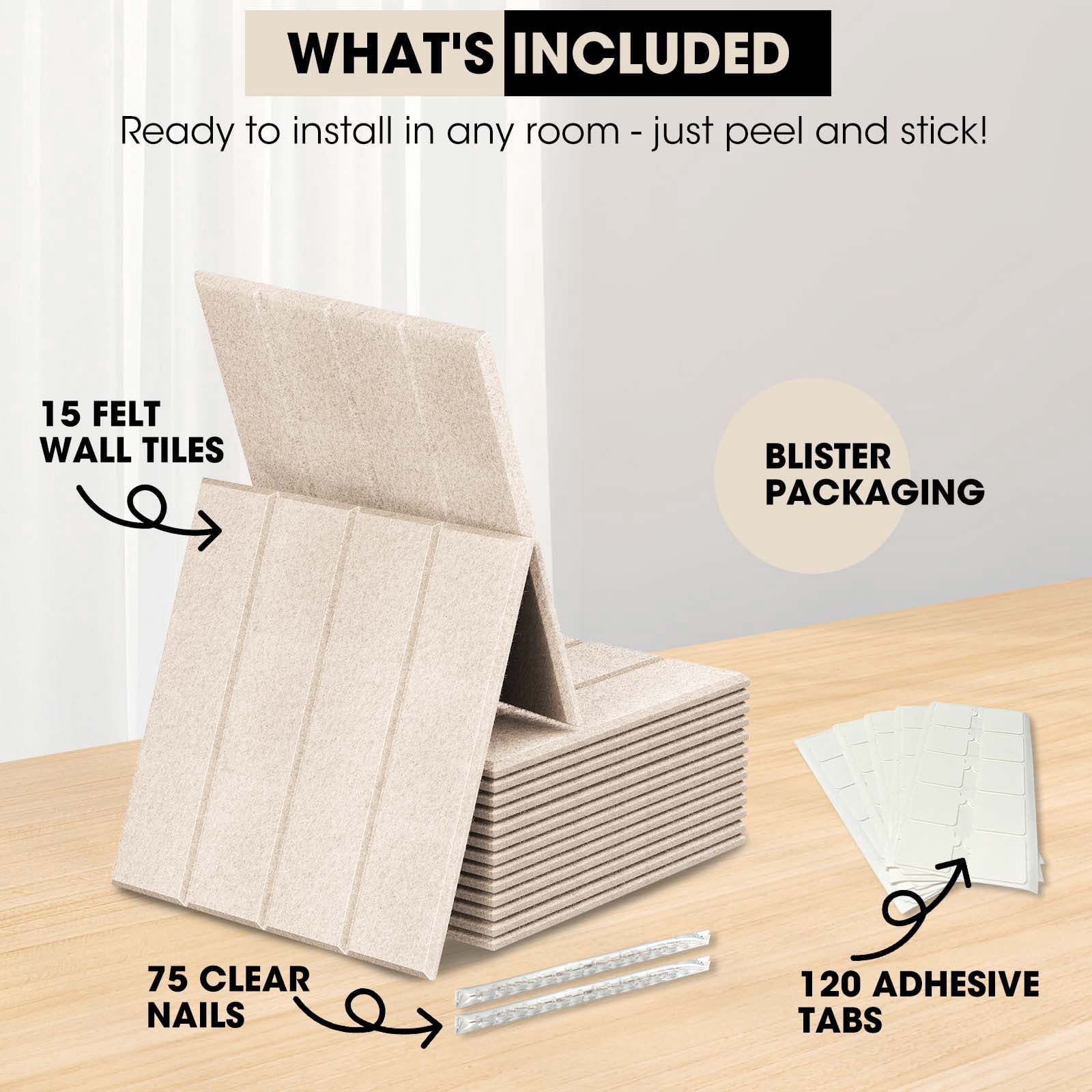 MYMULIKE 59" x 36" Large Light Camel Felt Bulletin Board, 15 Pack Cork Board Alternative with Adhesive Tabs for Wall & Room Decor,Home Office,Classroom Dorm