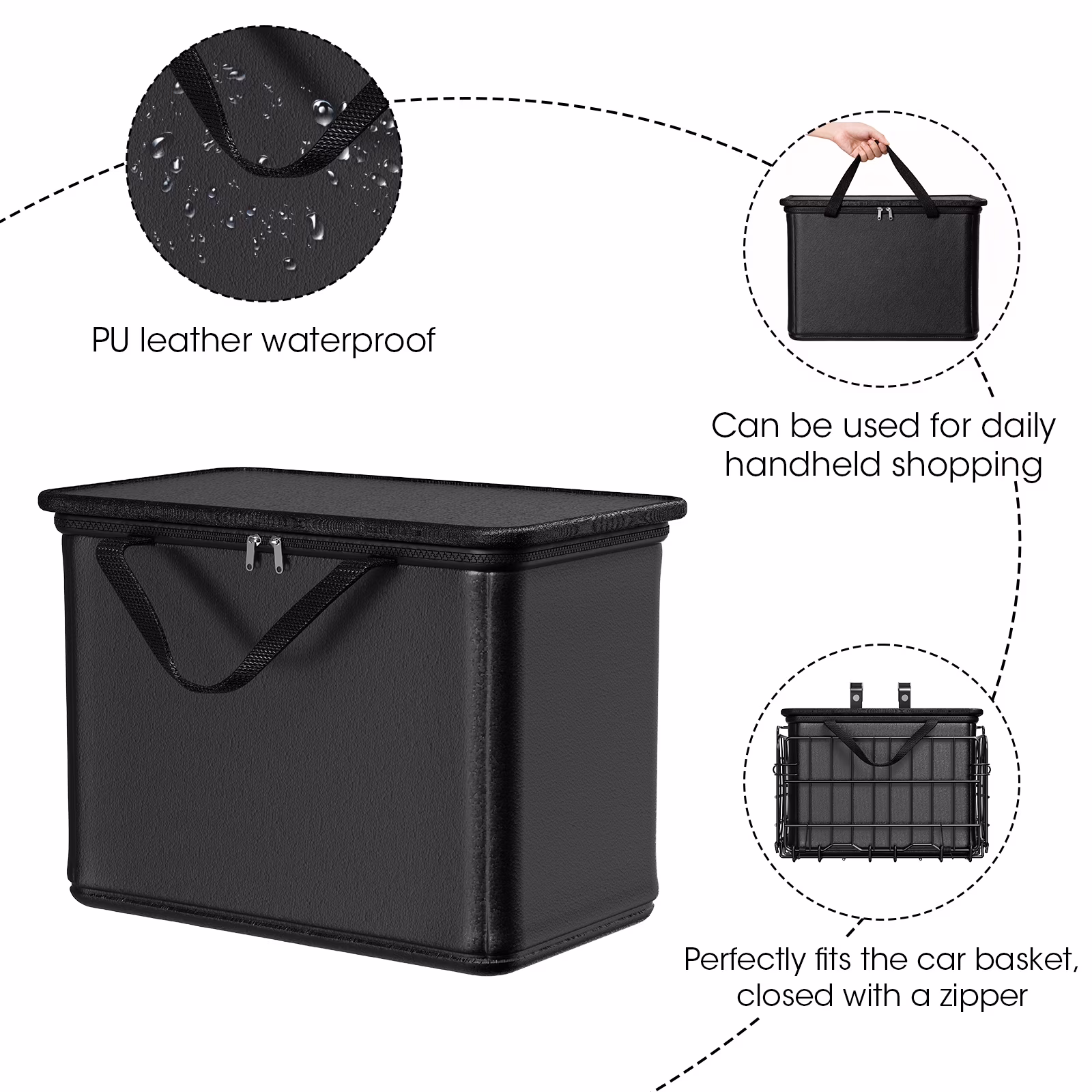 Bike Basket Front, Folding Bicycle Basket with Removable Waterproof Liner Bag, Rear Bike Cargo Rack, Bike Baskets for Adult Bikes Carrying Dogs,Pet,Grocery,Quick Release Design