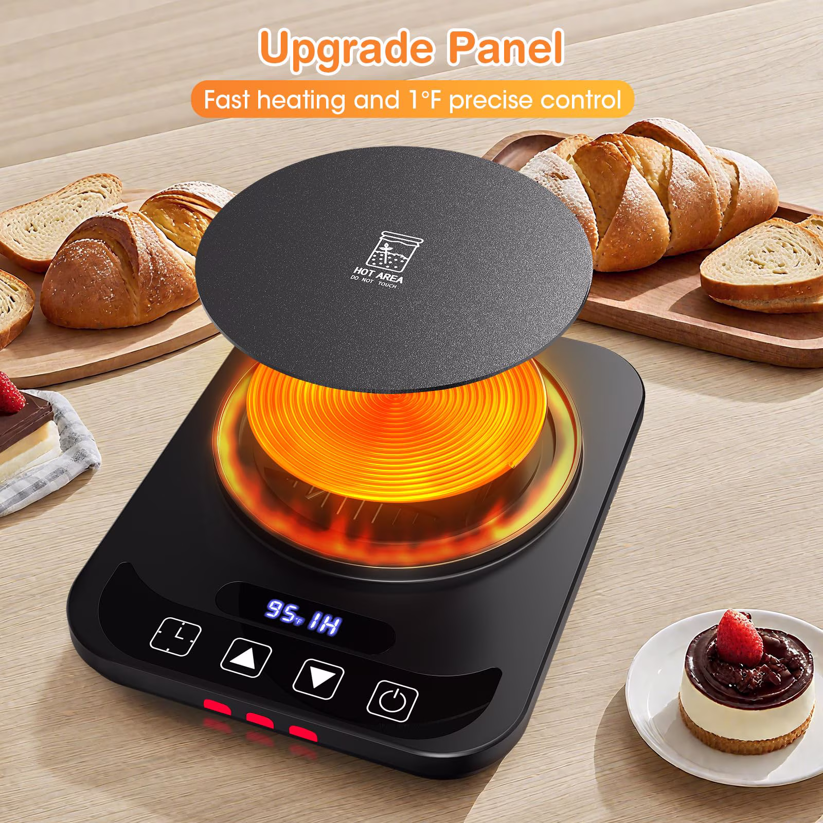 MYMULIKE Sourdough Starter Warming Mat, 1°F Thermostat Control 70-100°F, Auto on/off, 12-Hour Timer for Home Baking, No Jar Included