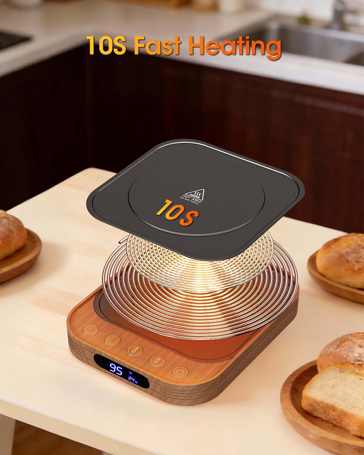 MYMULIKE Sourdough Starter Warmer Mat, 24H Timer & Memory Function, 1°F Thermostat Control 70-140°F for Home Bread Baking, Wood Grain