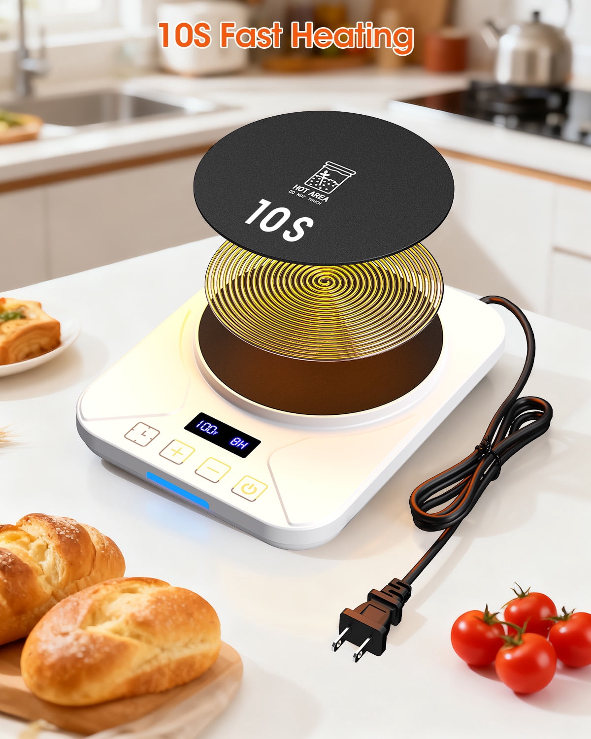 Sourdough Starter Warmer Mat, 24-Hour Timer, Precise 1°F Thermostat Control (70-100°F), Smart Memory Warming On/Off, Fits Jars Up to 40oz, Perfect for Home Baking (White)