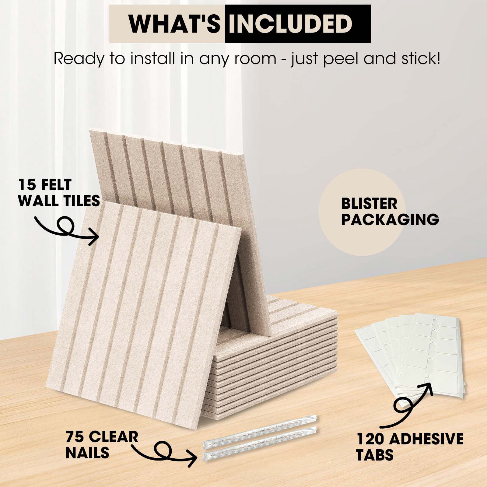 MYMULIKE 59" x 36" Large Light Camel Felt Bulletin Board, 15 Pack Cork Board Alternative with Adhesive Tabs for Wall & Room Decor,Home Office,Classroom Dorm