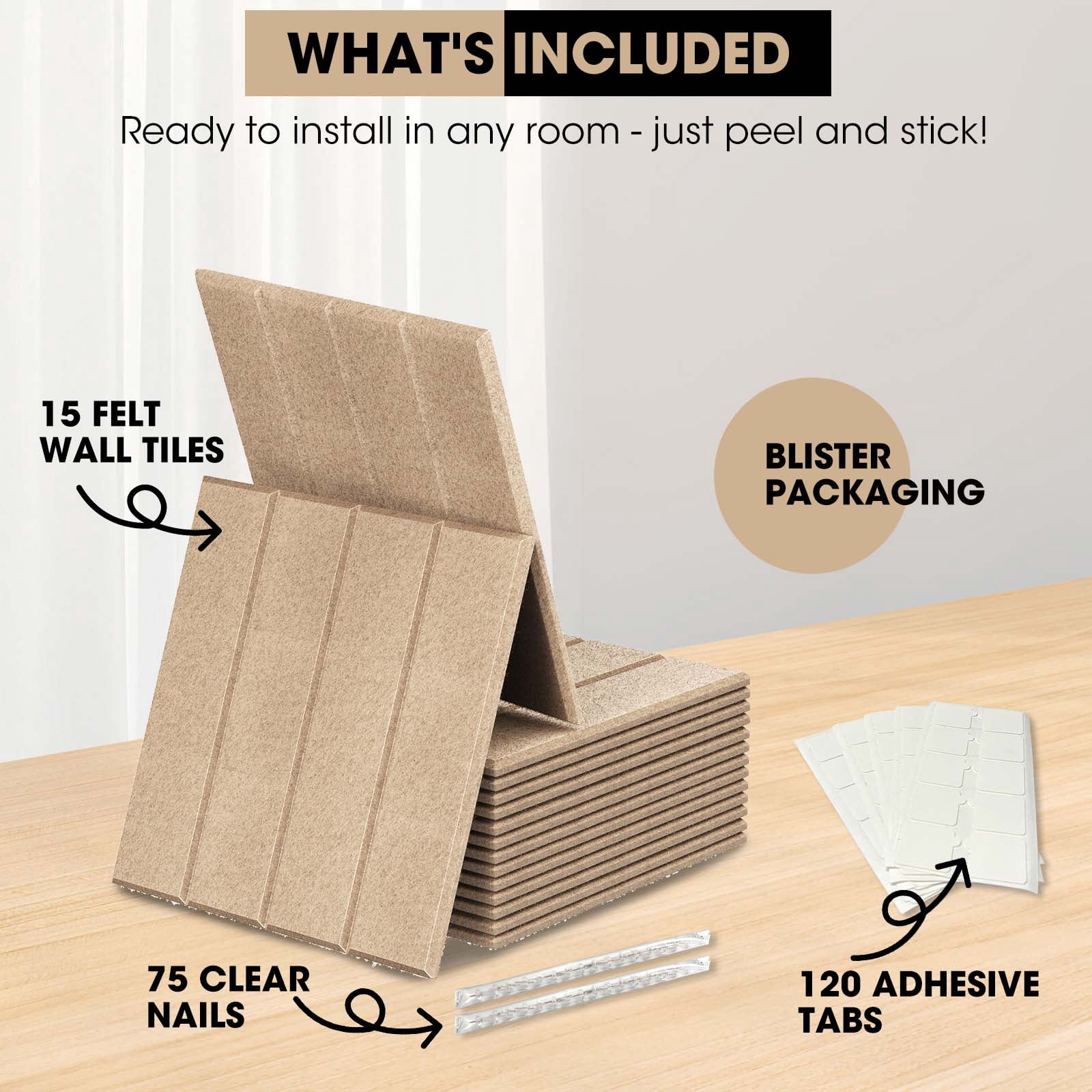 MYMULIKE 59" x 36" Large Dark Camel Felt Bulletin Board, 15 Pack Cork Board Alternative with Adhesive Tabs for Wall & Room Decor,Home Office,Classroom Dorm