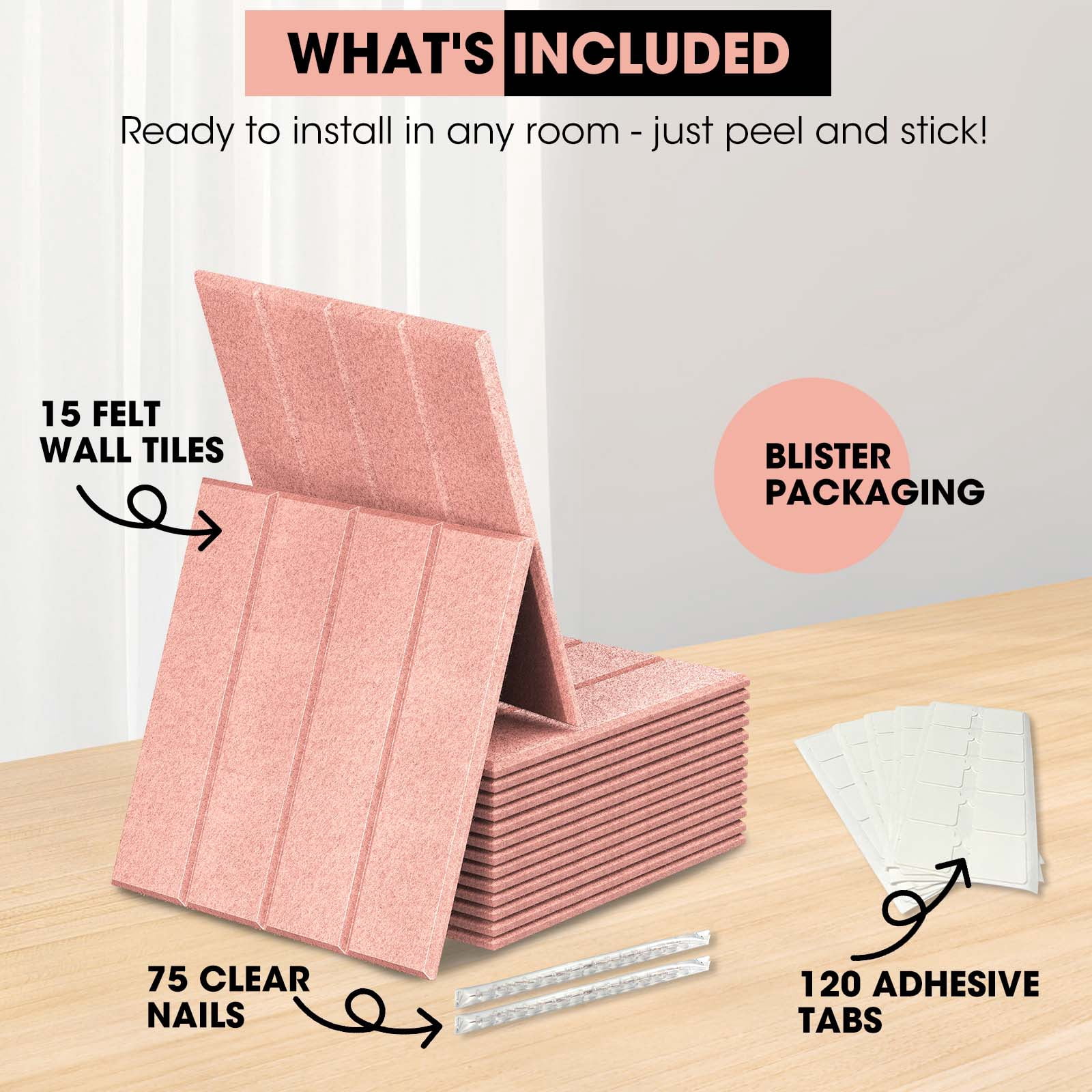 MYMULIKE 59" x 36" Large Pink Felt Bulletin Board, 15 Pack Cork Board Alternative with Adhesive Tabs for Wall & Room Decor,Home Office,Classroom Dorm