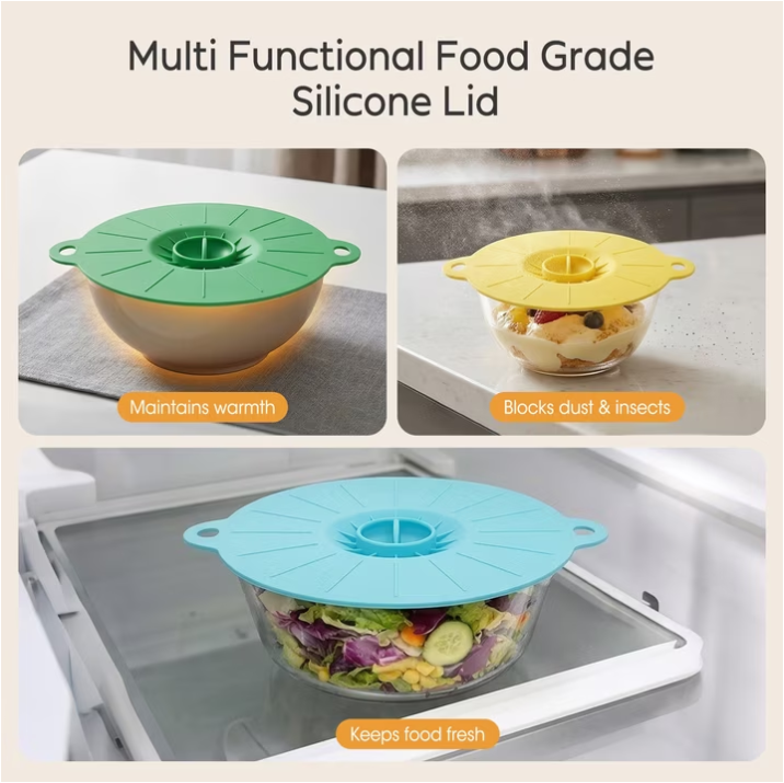 MYMULIKE 5 Pack Silicone Lids for Bowls, 5 Sizes 4-12 inch Reusable Airtight Food Silicone Covers, Kitchen Storage Accessories