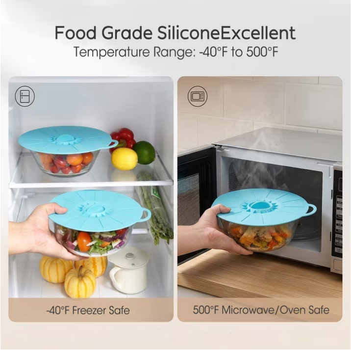 MYMULIKE 5 Pack Silicone Lids for Bowls, 5 Sizes 4-12 inch Reusable Airtight Food Silicone Covers, Kitchen Storage Accessories
