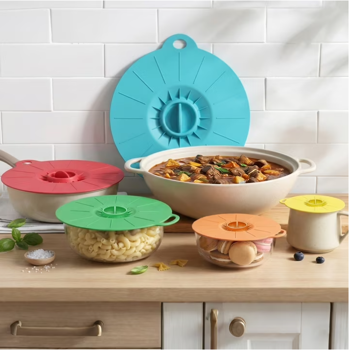 MYMULIKE 5 Pack Silicone Lids for Bowls, 5 Sizes 4-12 inch Reusable Airtight Food Silicone Covers, Kitchen Storage Accessories