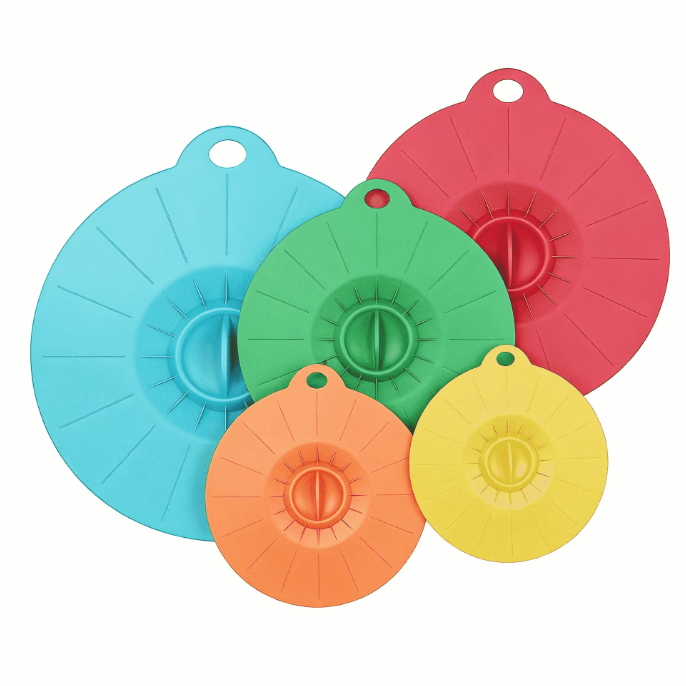 MYMULIKE 5 Pack Silicone Lids for Bowls, 5 Sizes 4-12 inch Reusable Airtight Food Silicone Covers, Kitchen Storage Accessories