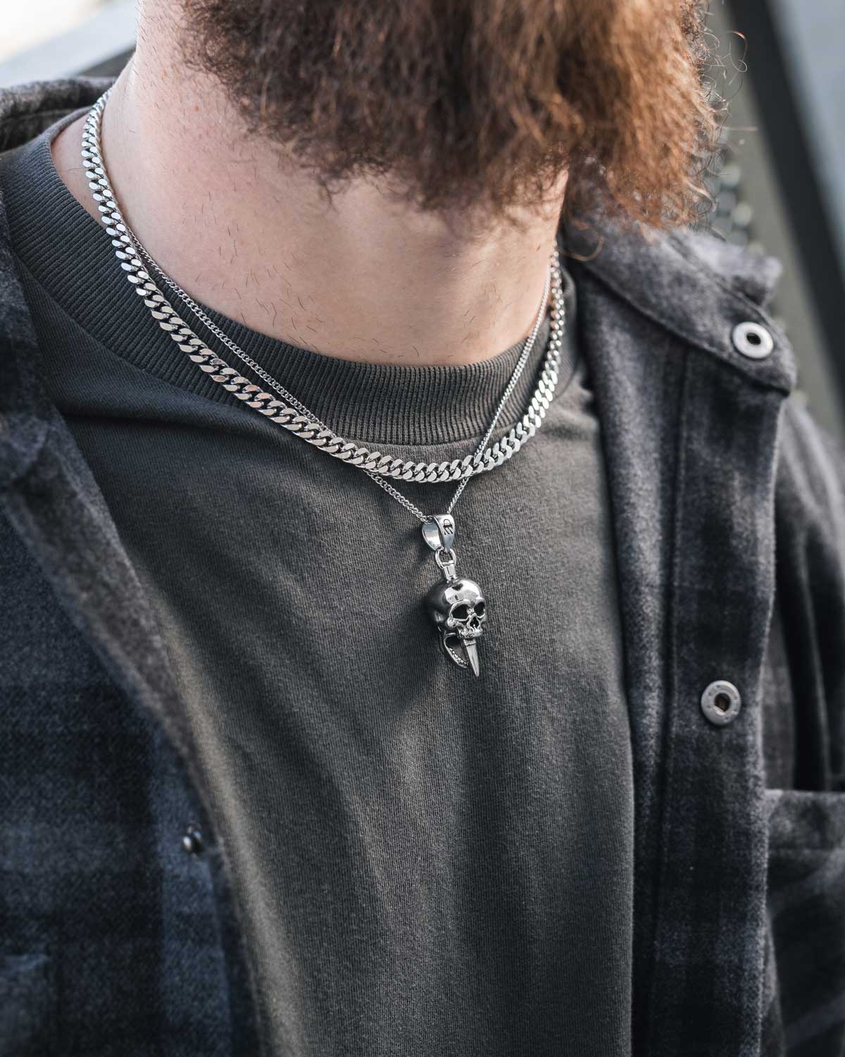 bullet skull pendant necklace