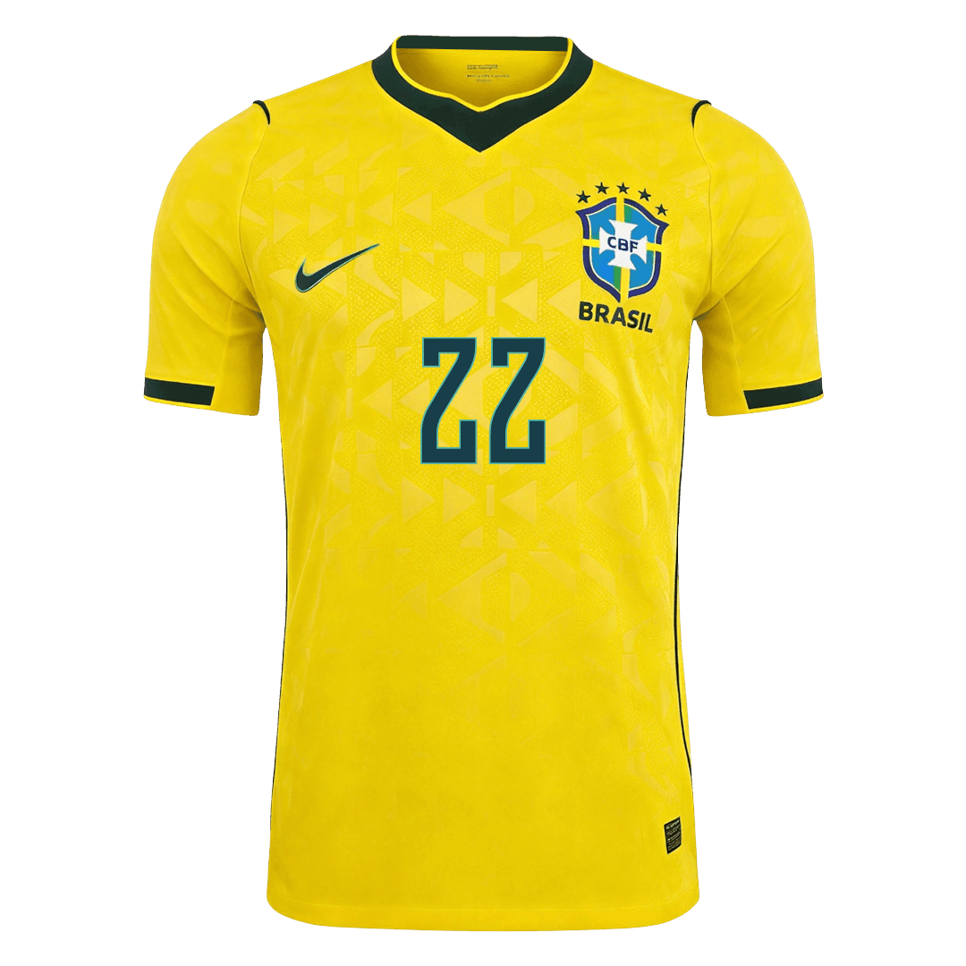 Brazil World Cup Hjemmebanetrøje Spillerversion 2026 JOÃO PEDRO #22 – Billede 2