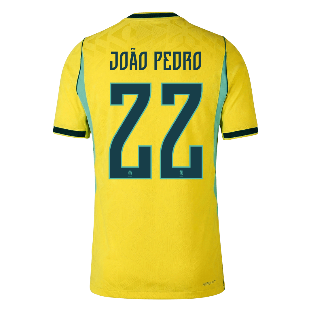 Brazil World Cup Hjemmebanetrøje Spillerversion 2026 JOÃO PEDRO #22 – Billede 3