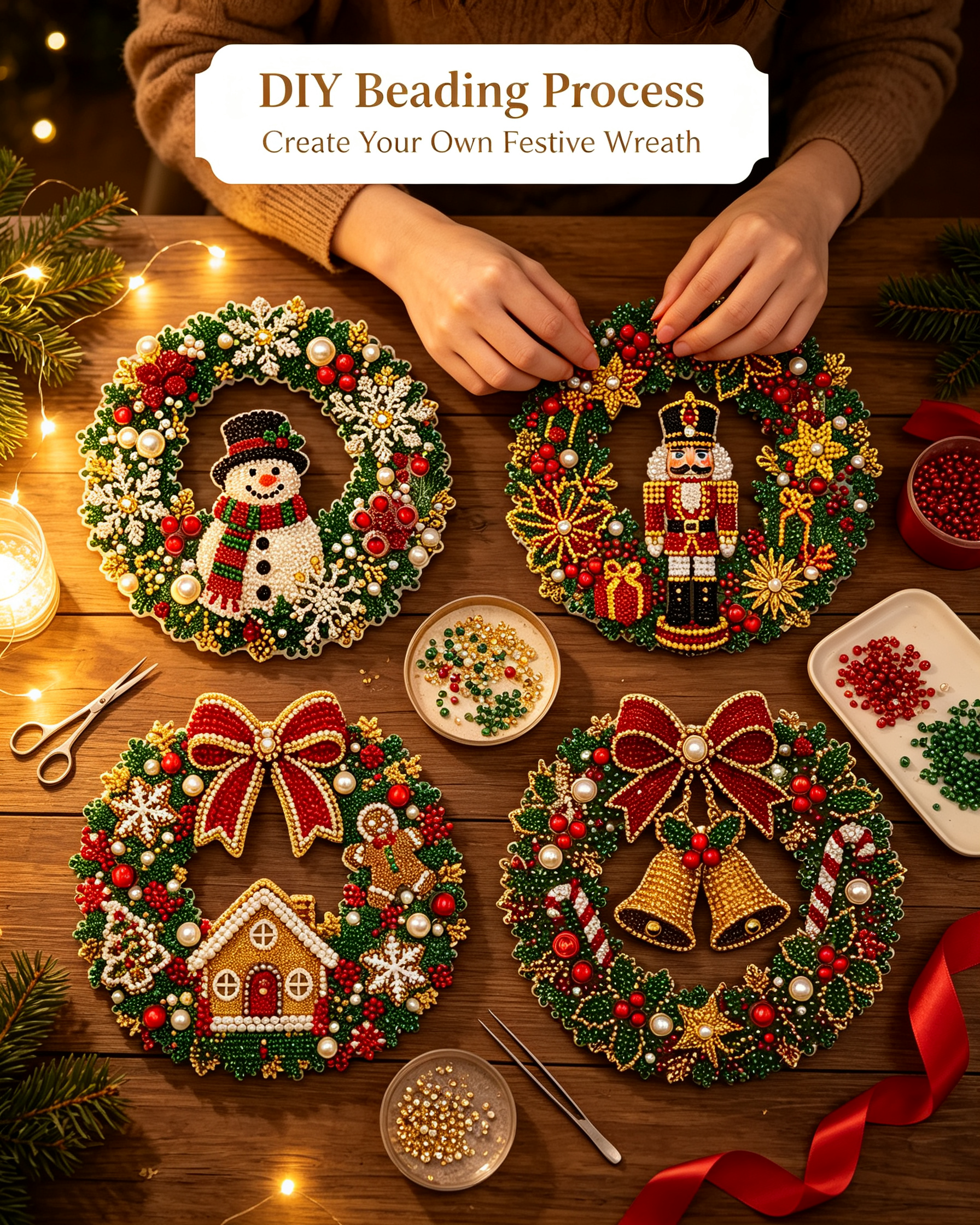 DIY Christmas diamond painting process