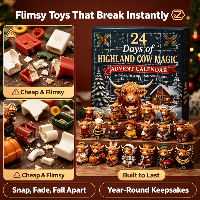 24-Day Highland Cow Advent Calendar - Christmas Countdown Gift Box🐮