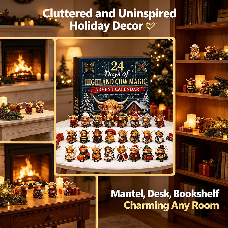 24-Day Highland Cow Advent Calendar - Christmas Countdown Gift Box🐮