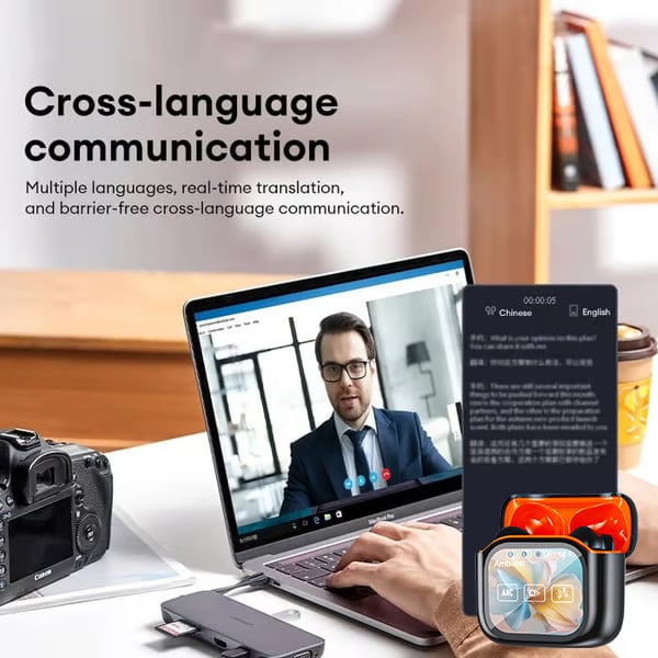 Wireless Bluetooth Translation Earphone With LED display screen(Fit iOS & Android)