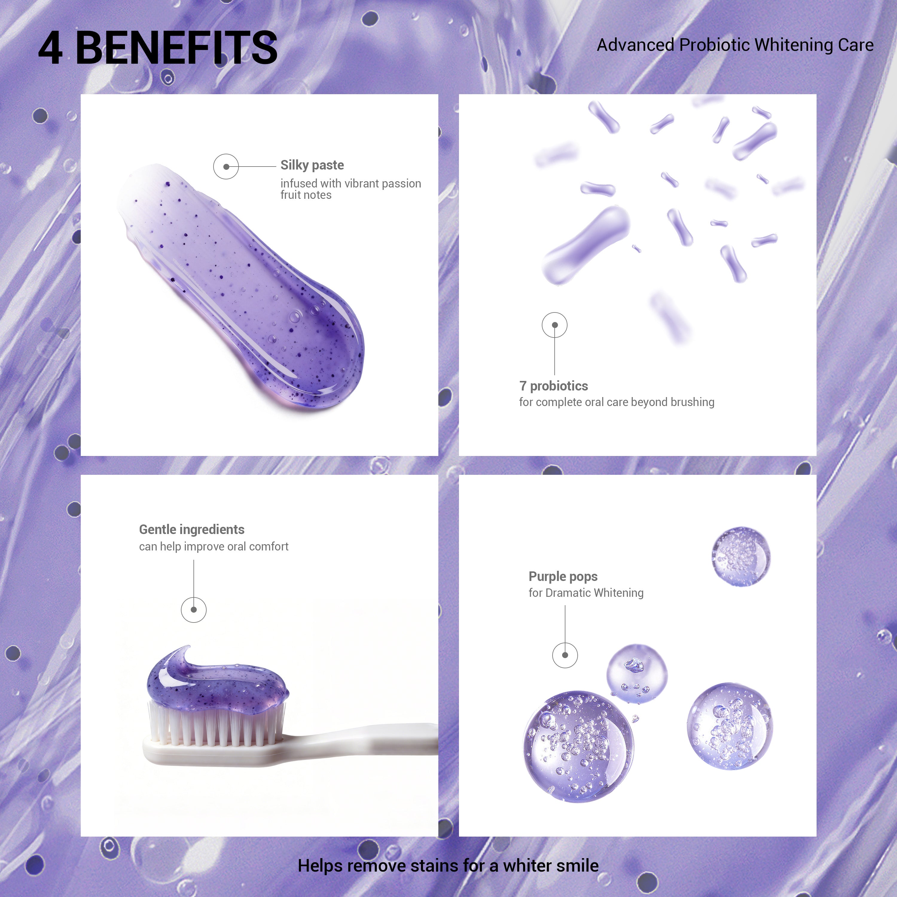  Purple Whitening Toothpaste - Deep whitening, strong cleaning, confident smile, shining every day
