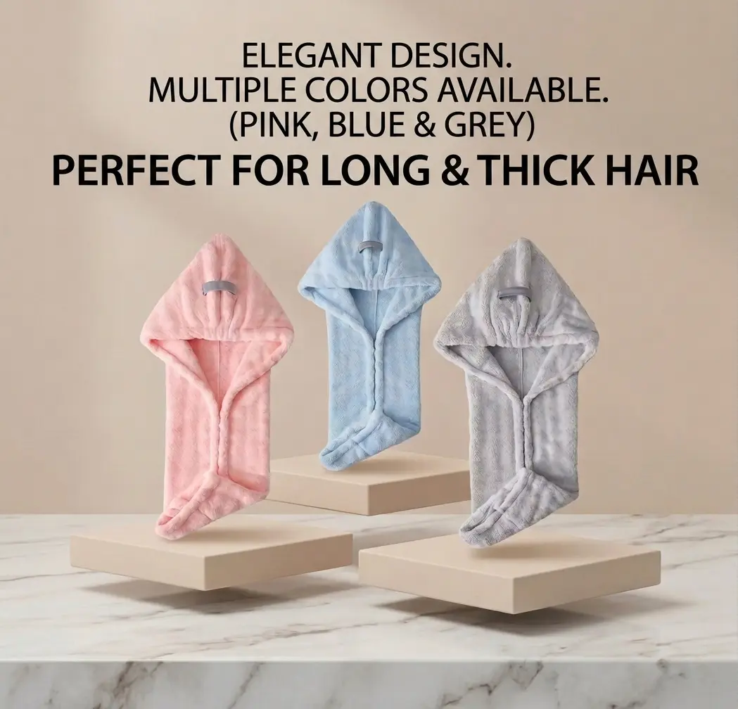 Quick-Dry Microfiber Hair Towel Wrap Ultra-Soft and Extra-Large for Long & Thick Hair
