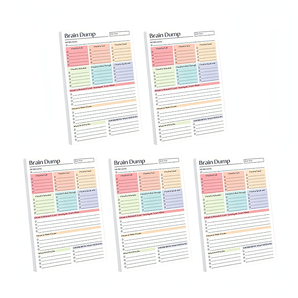 ADHD Brain Dump Planner Notepad, 50 Tear-Off Sheets 8.5 x 6.5", Multi-Section Daily Organizer for Work & Personal To-Do Lists, Priorities & Schedules, Focus Workbook Perfect Holiday Gift