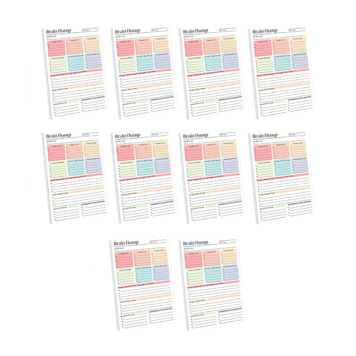 ADHD Brain Dump Planner Notepad, 50 Tear-Off Sheets 8.5 x 6.5", Multi-Section Daily Organizer for Work & Personal To-Do Lists, Priorities & Schedules, Focus Workbook Perfect Holiday Gift