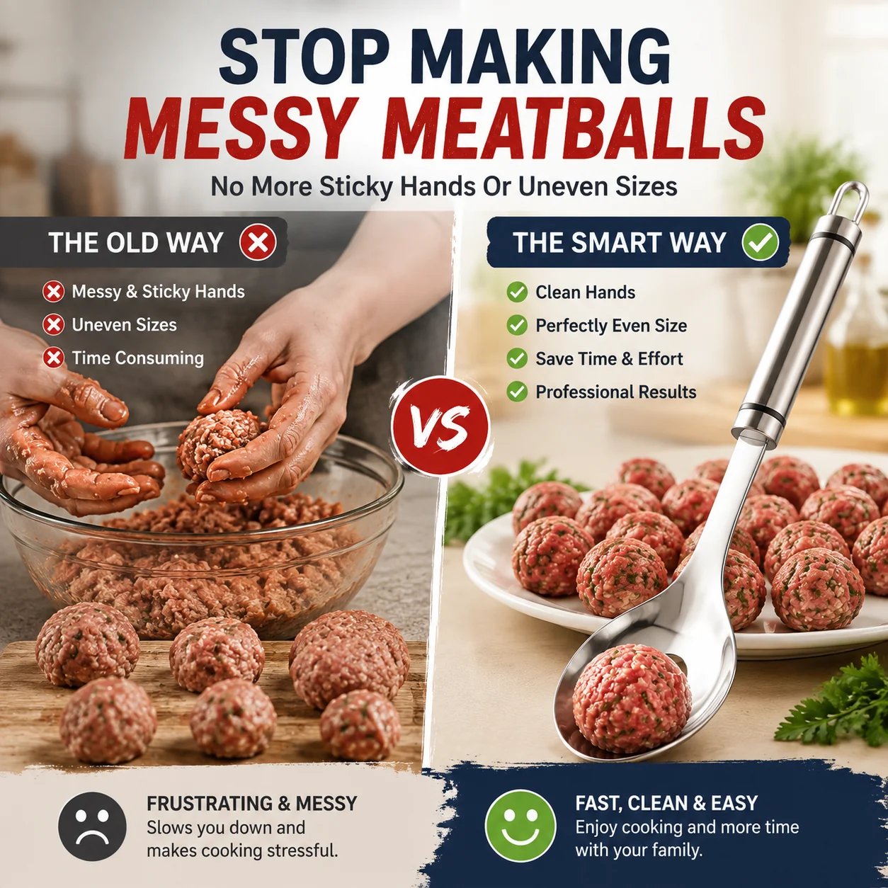 🥄304 stainless steel meatball spoon – Make Perfect Meatballs Without Messy Hands
