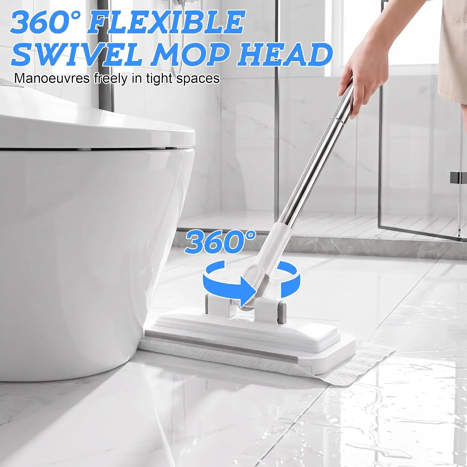 360° Rotatable Flat Floor Mop Press Mop for Home Cleaning