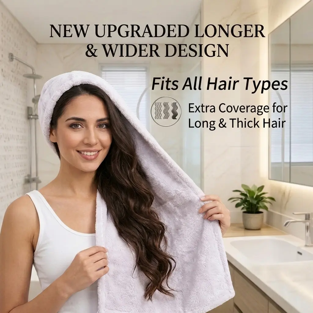 Quick-Dry Microfiber Hair Towel Wrap Ultra-Soft and Extra-Large for Long & Thick Hair