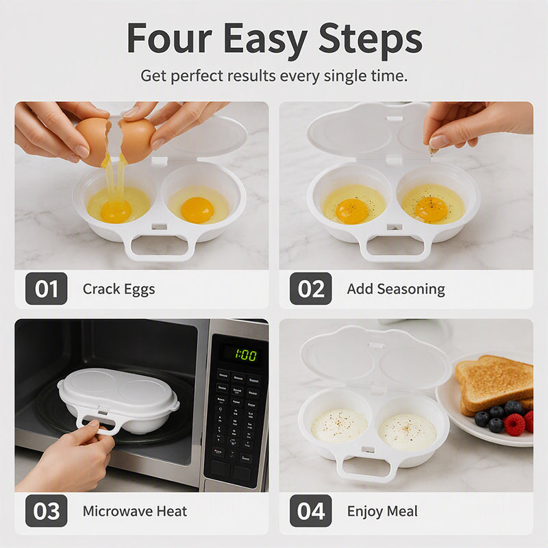 🍳Buy More Save More✨Dual Cavity Microwave Egg Poacher
