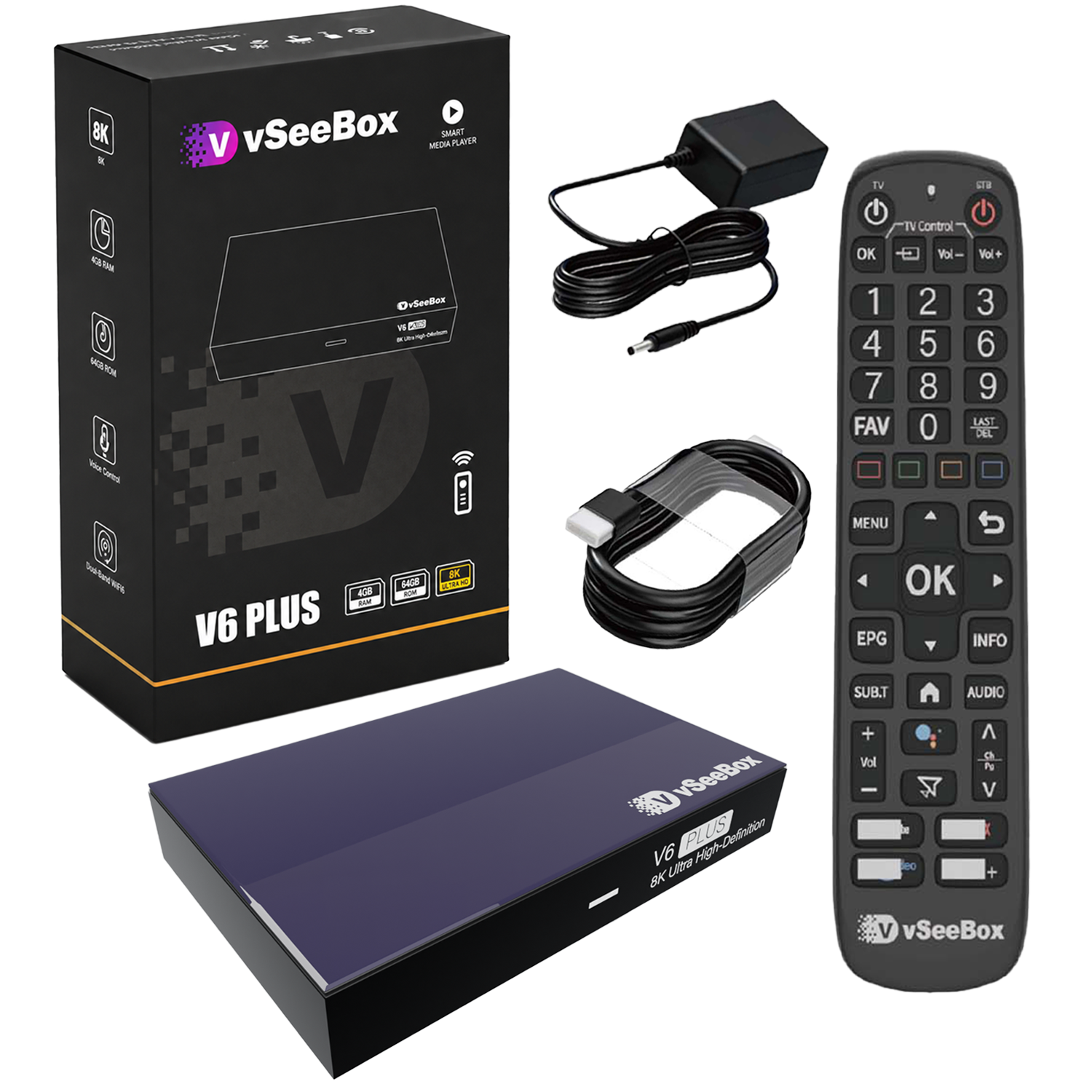 VSeeBox V6 Plus Android TV Box | Android 14, 8K, WiFi 6 | Free US Shipping
