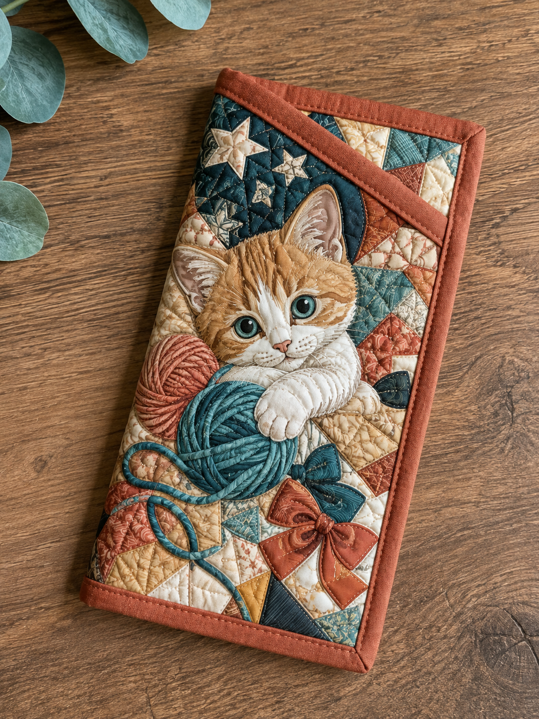 Cozy Kitten Yarn & Star Quilted Eyeglass Case