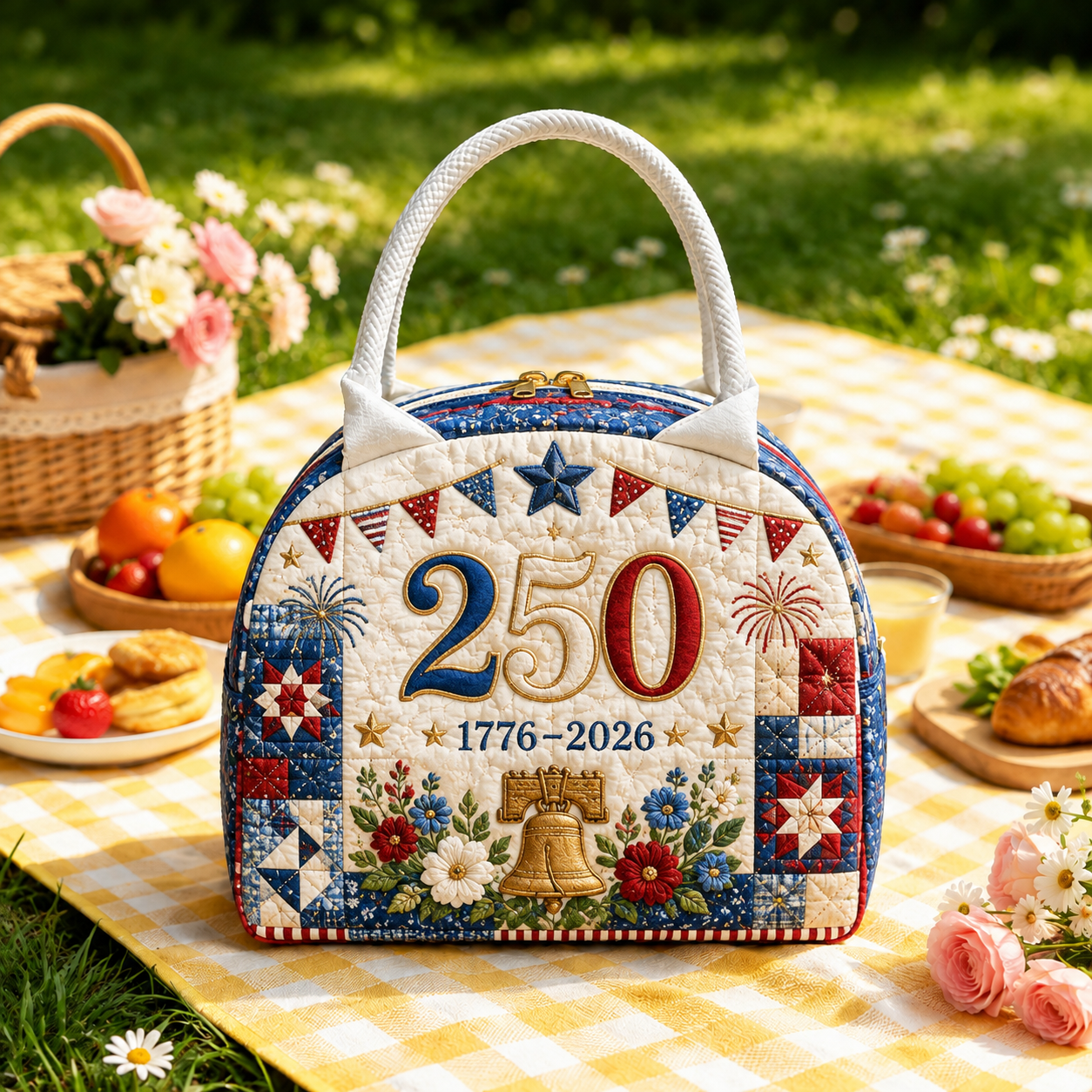Patriotic 250th Celebration Quilted Lunch Bag