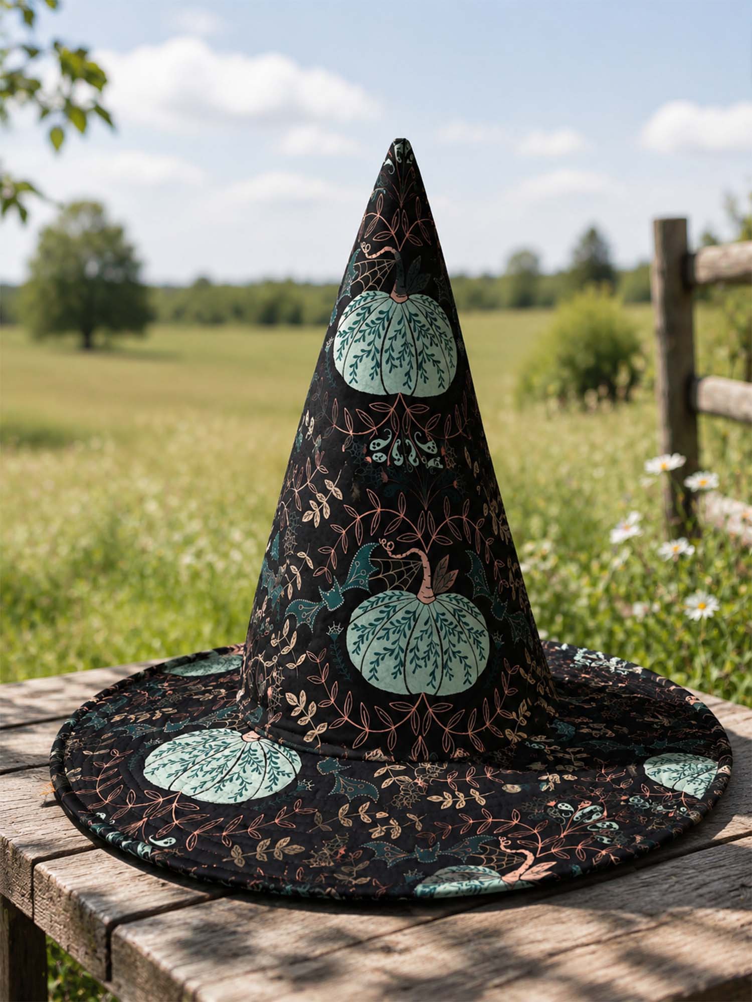Mint Pumpkin Halloween Quilted Witch Hat