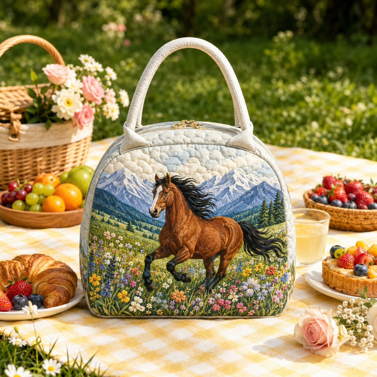Wild Horse Meadow Quilted Lunch Bag