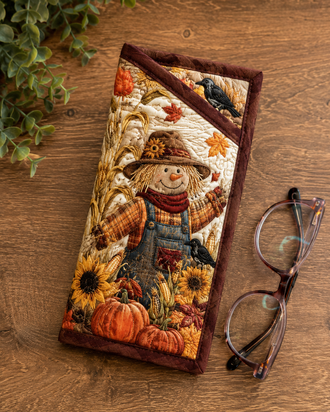 Harvest Scarecrow Quilted Eyeglass Case
