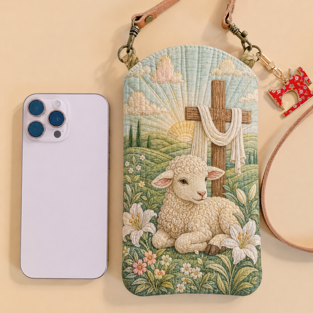 Lamb of Faith Meadow Quilted Slim Phone Crossbody Bag