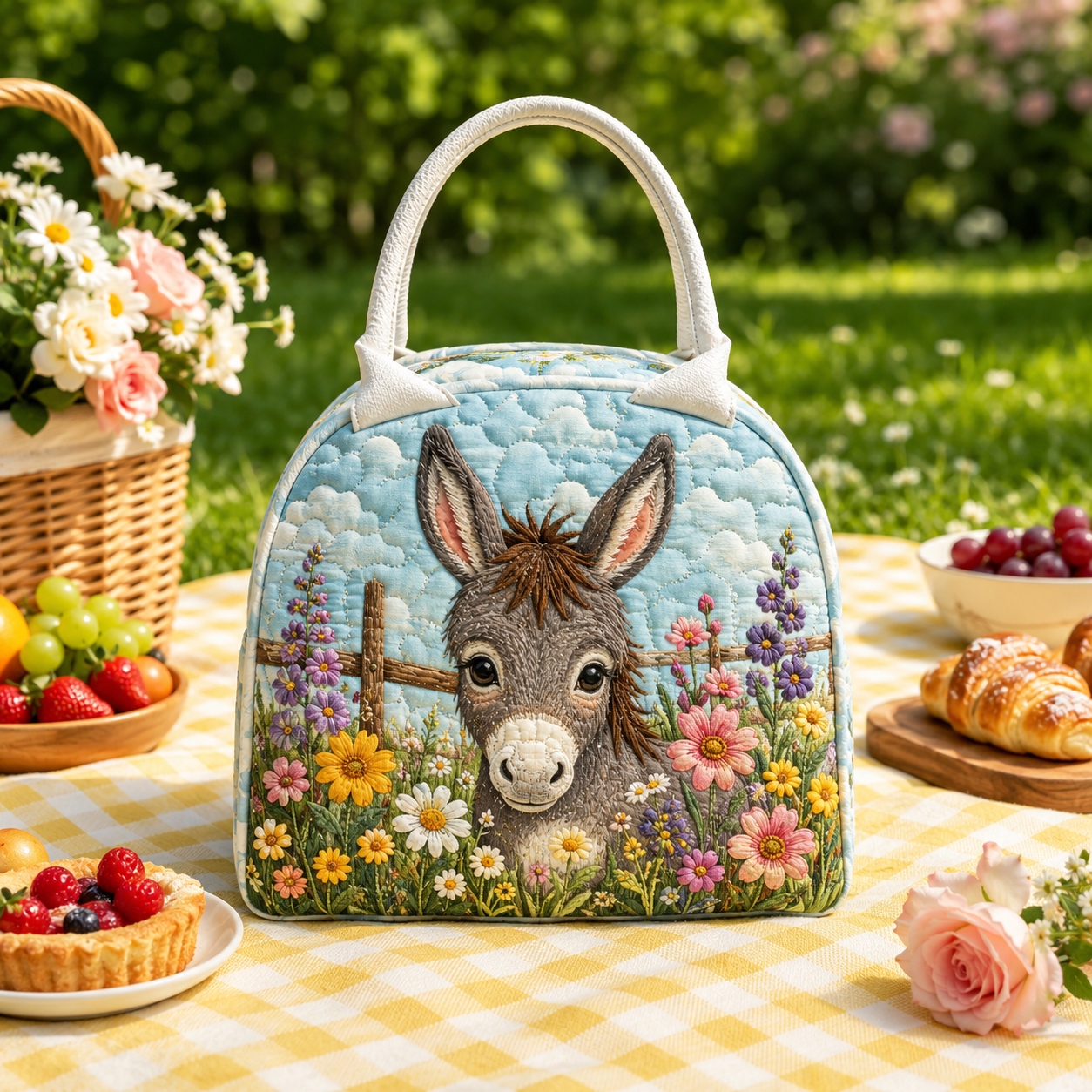 Donkey Wildflower Meadow Quilted Lunch Bag