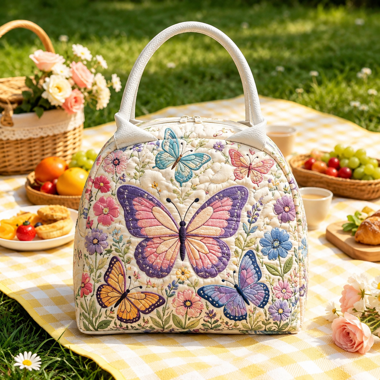 Butterfly Blossom Garden Quilted Lunch Bag