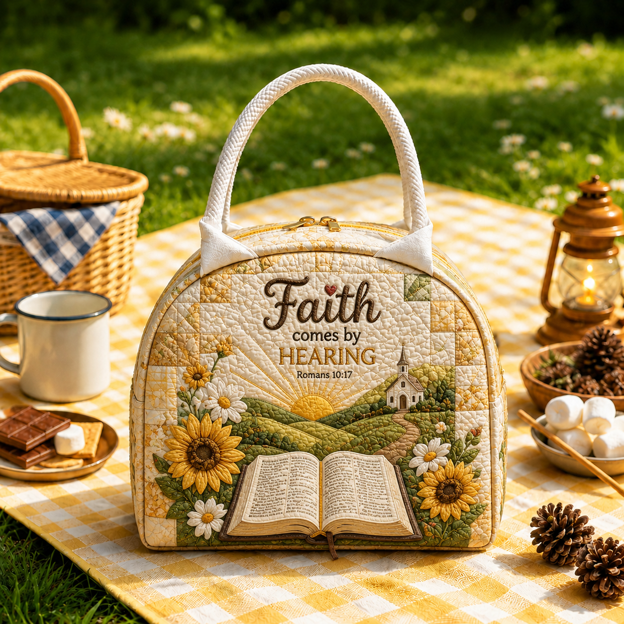 Sunflower Country Bible Quilted Lunch Bag