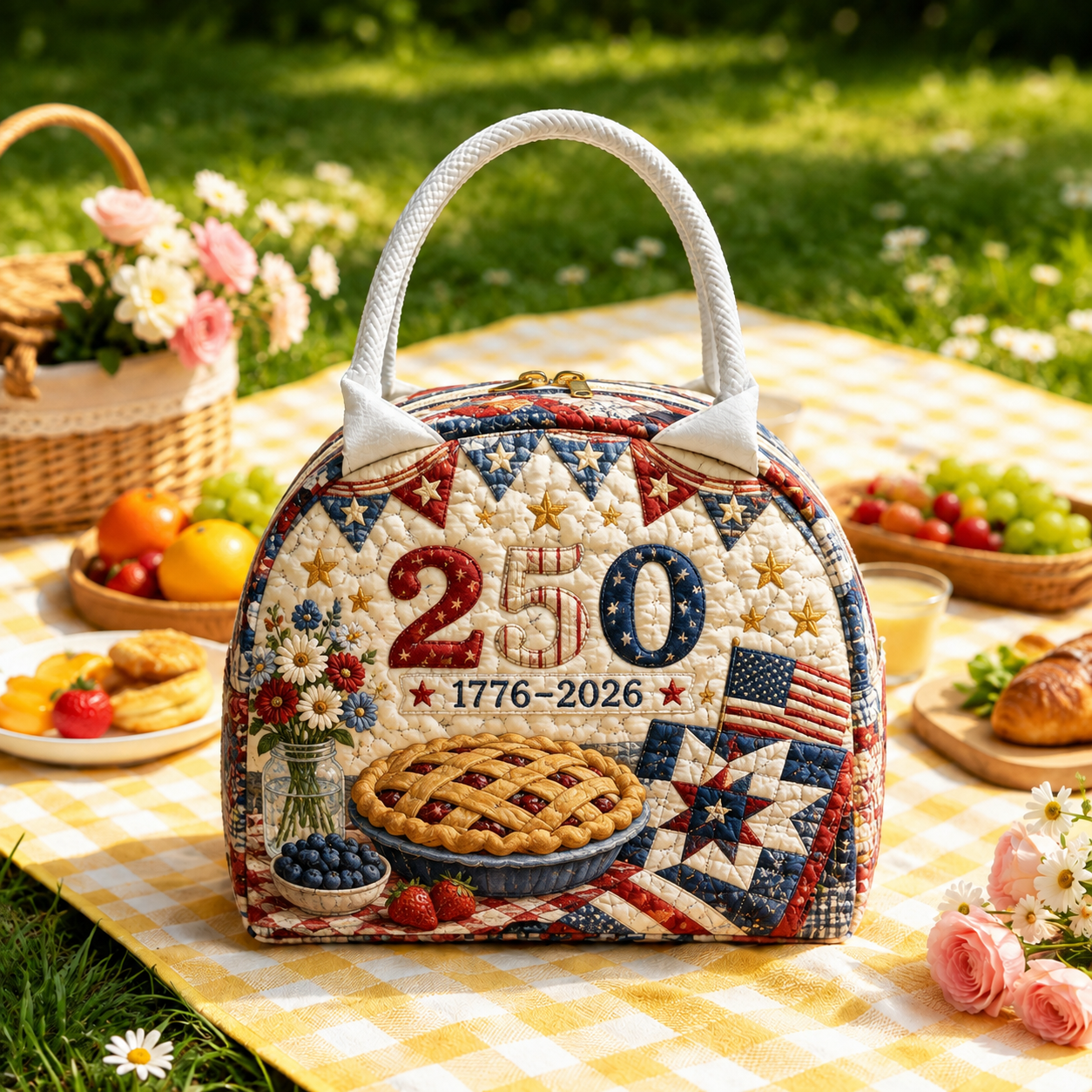 Americana Picnic Pie Quilted Lunch Bag