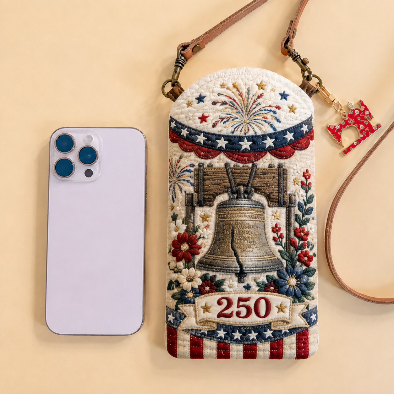 Liberty Bell 250 Celebration Quilted Slim Phone Crossbody Bag