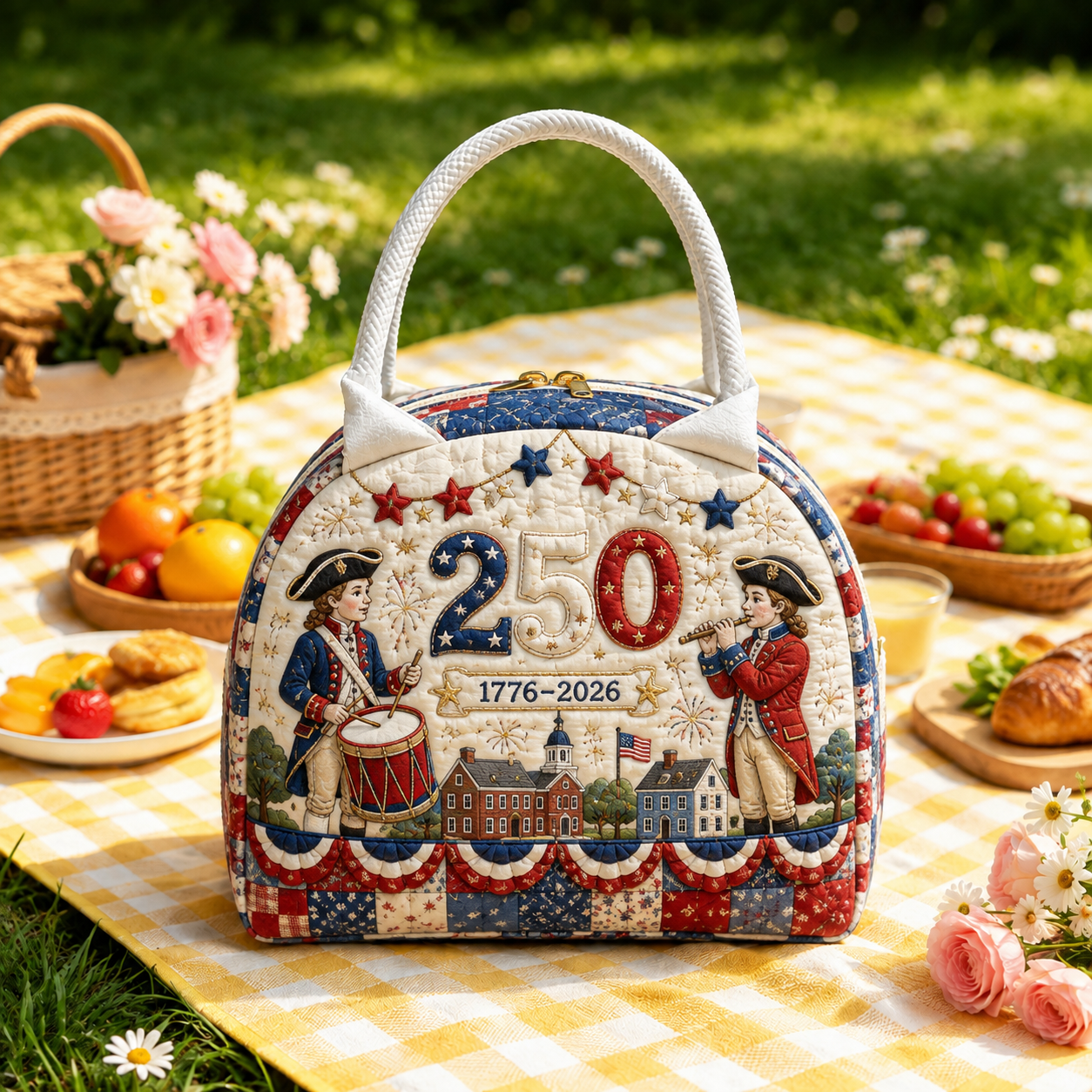 Colonial Parade 250th Celebration Quilted Lunch Bag