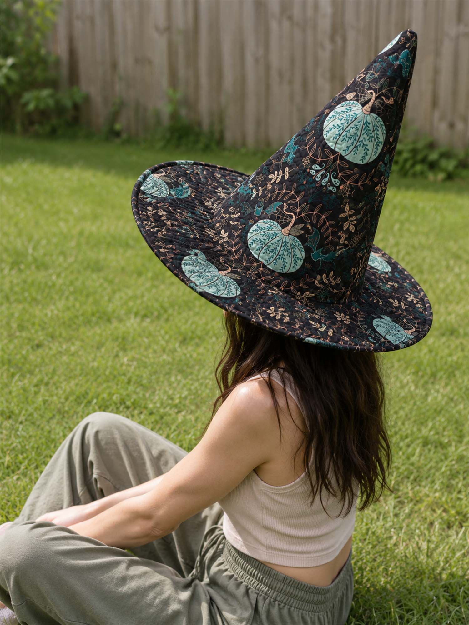Mint Pumpkin Halloween Quilted Witch Hat