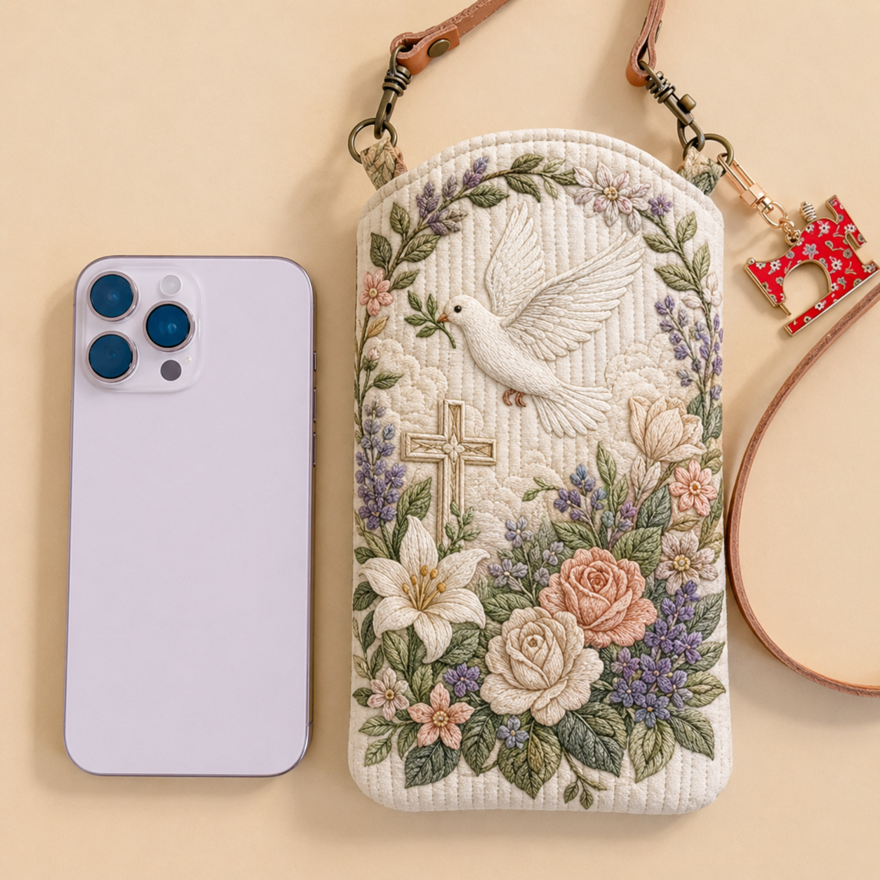 Dove & Grace Garden Quilted Slim Phone Crossbody Bag
