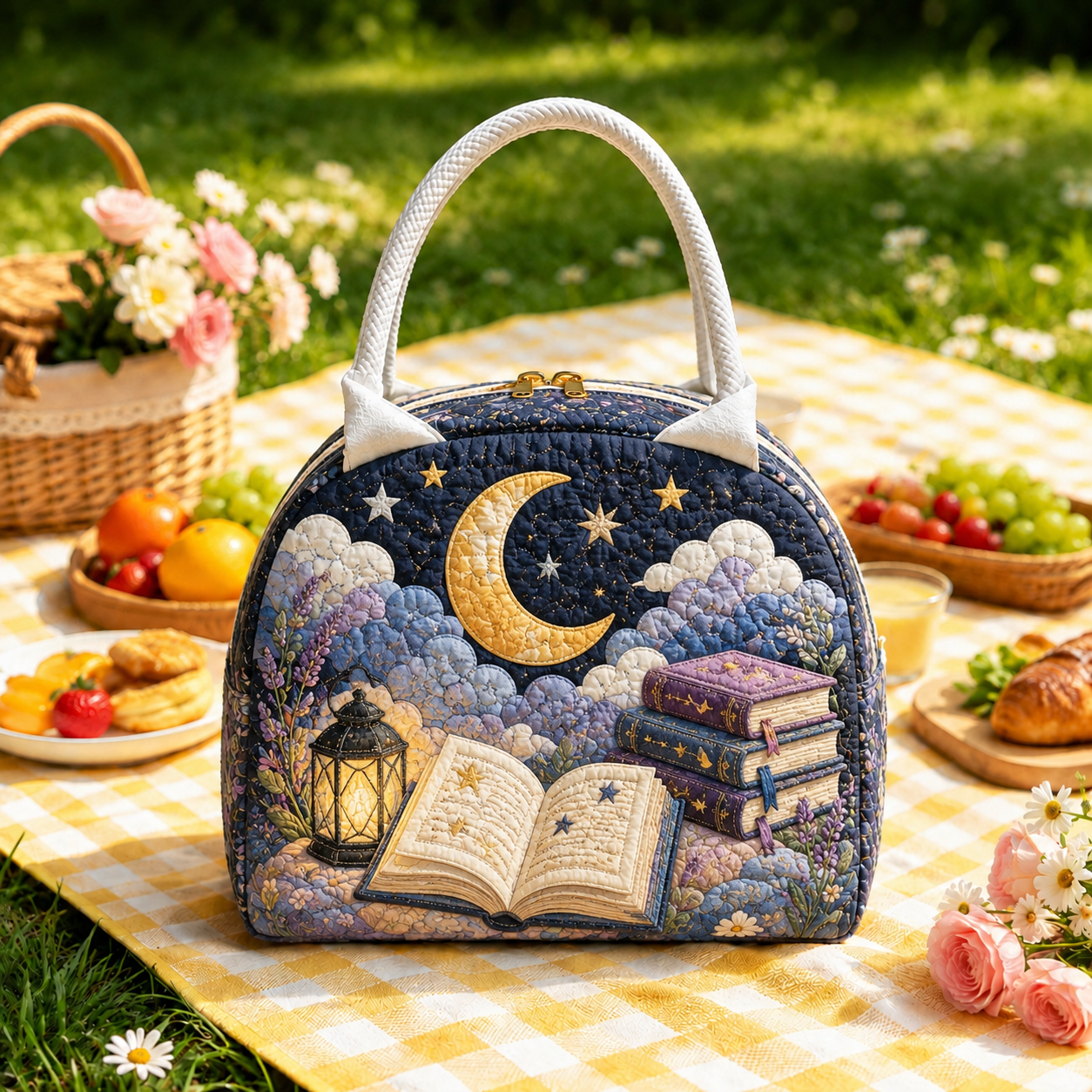 Moonlit Storybook Quilted Lunch Bag