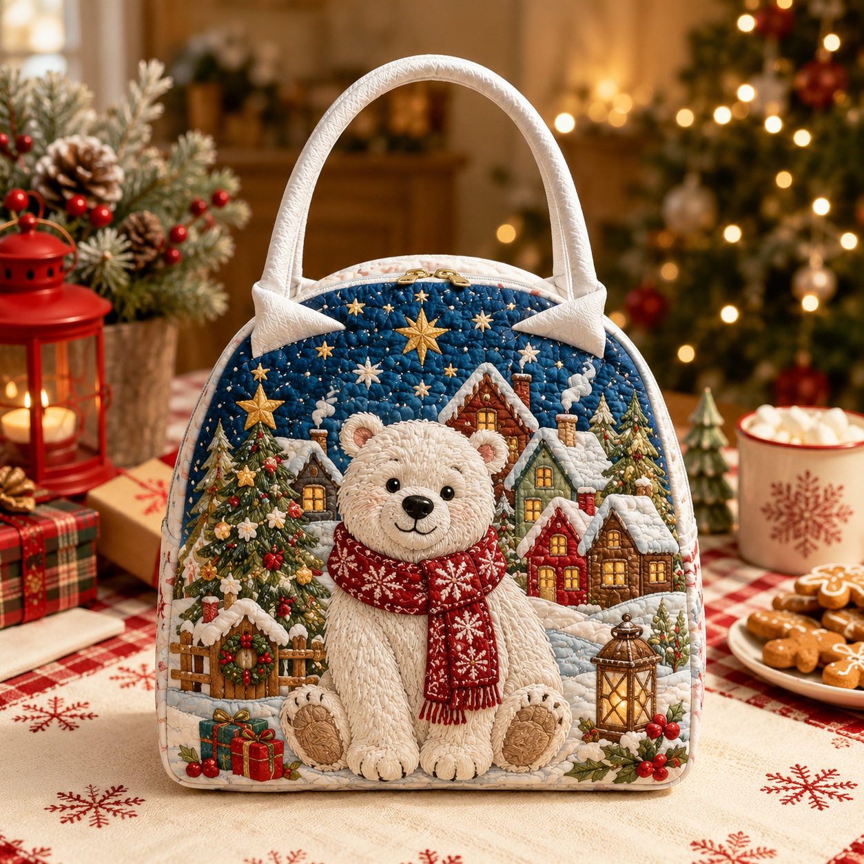 Polar Bear Village Quilted Lunch Bag