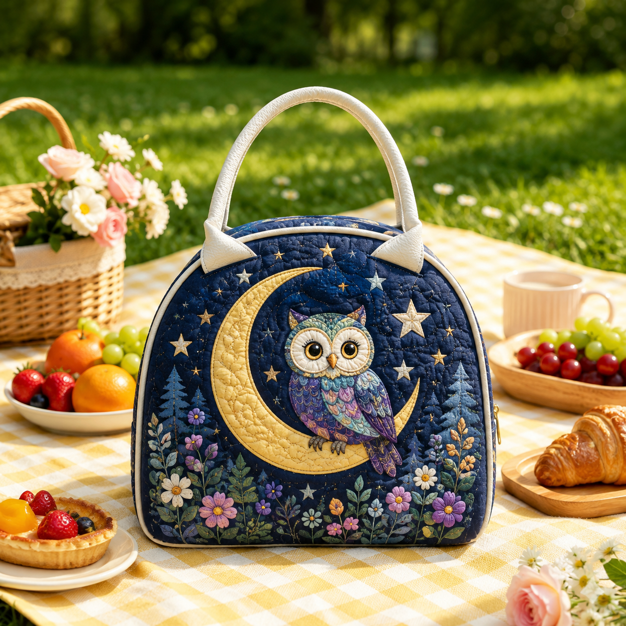 Moonlit Owl Quilted Lunch Bag Quilted Lunch Bag