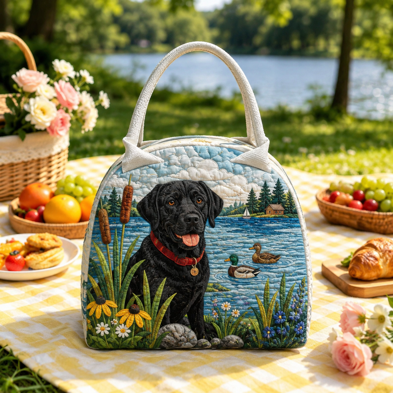 Lakeside Black Labrador Quilted Lunch Bag