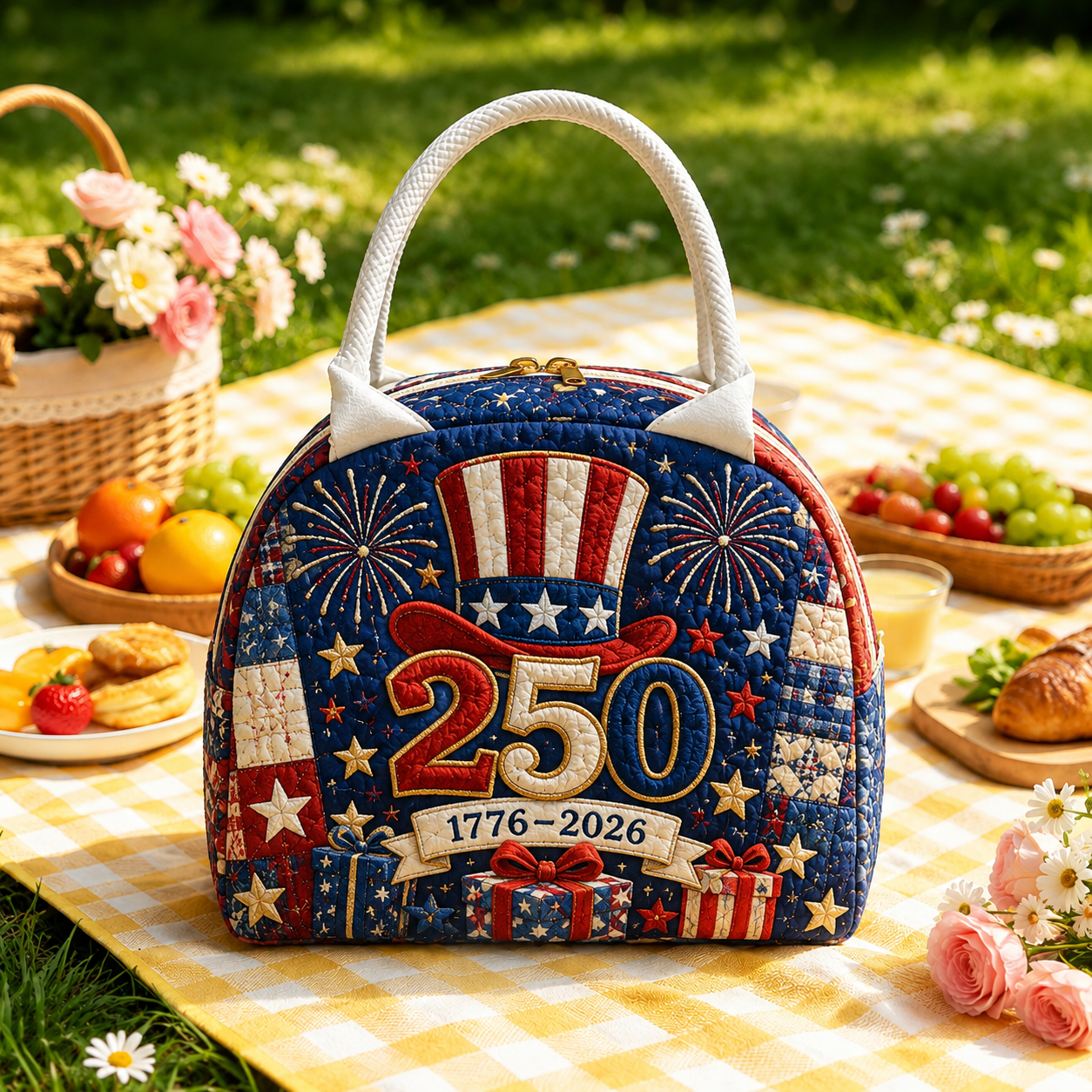 Uncle Sam 250th Celebration Quilted Lunch Bag