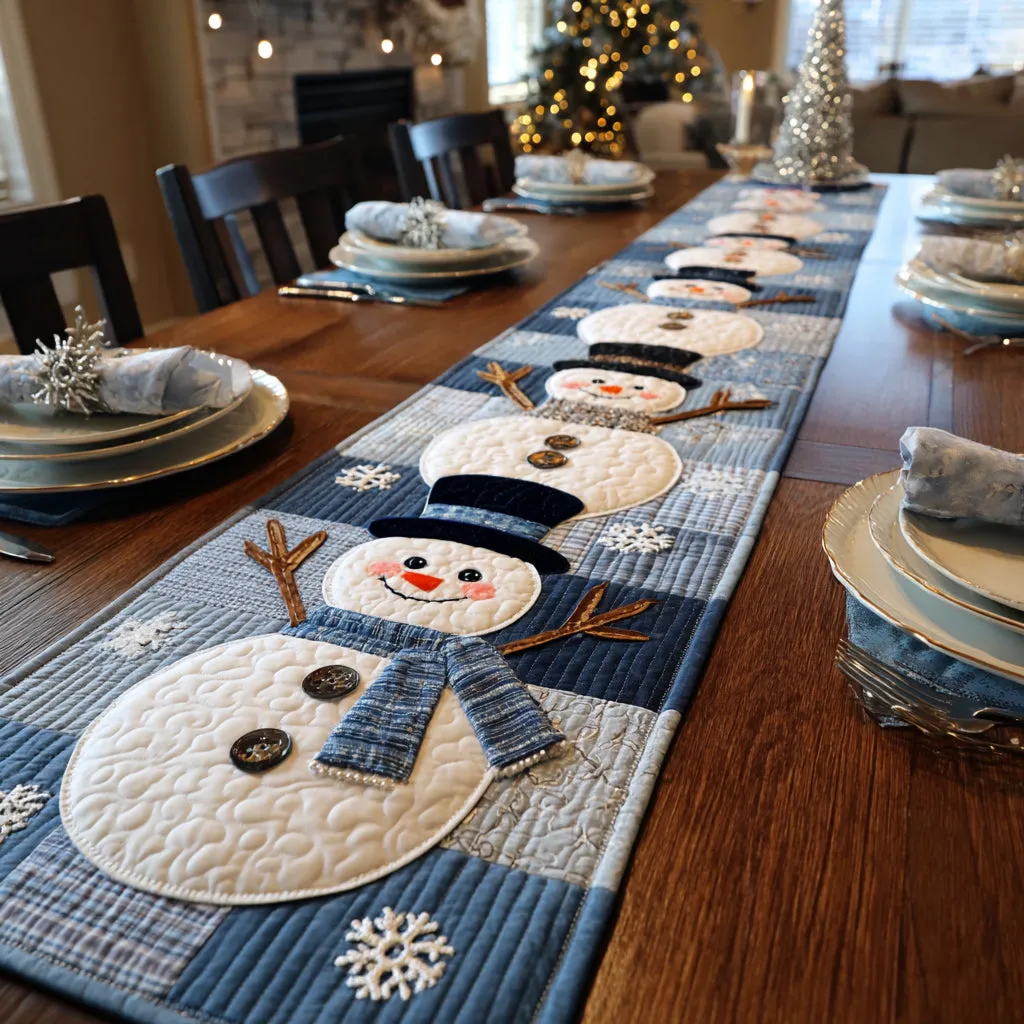 Alpine Snowman Quilted Table Runner