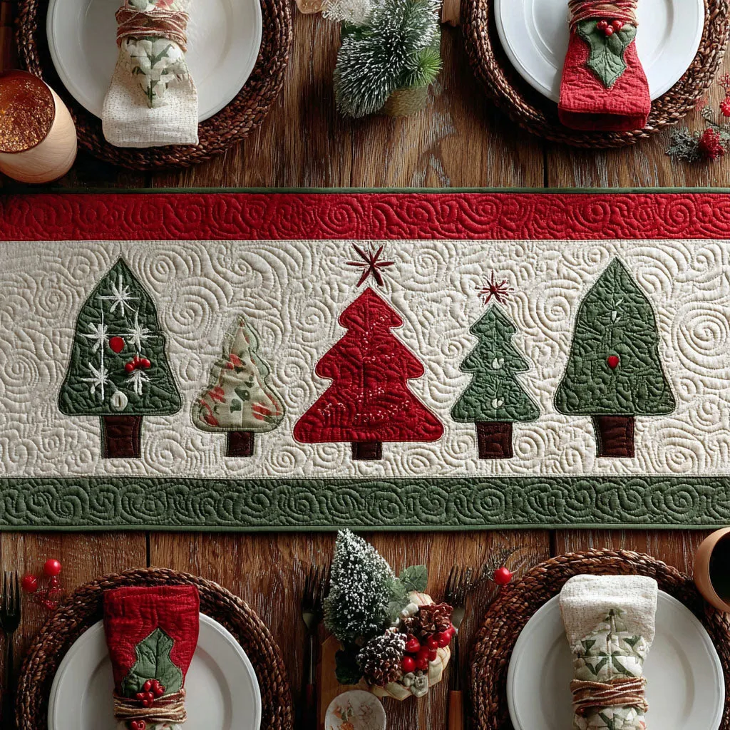 Arctic Pine Glow Quilted Table Runner