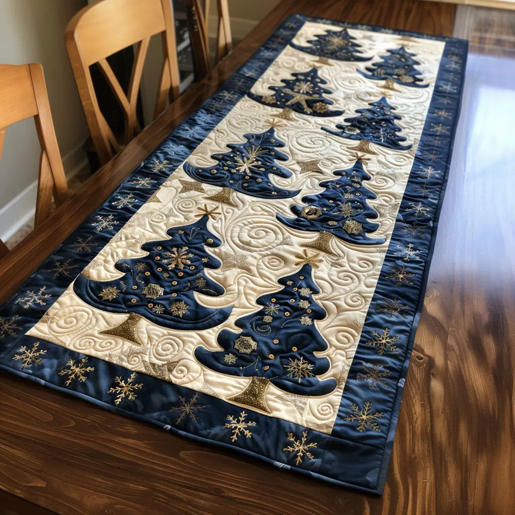Arctic Trees Quilted Table Runner
